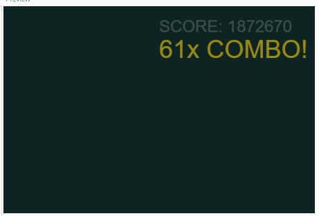 A picture of the score and combo mechanic